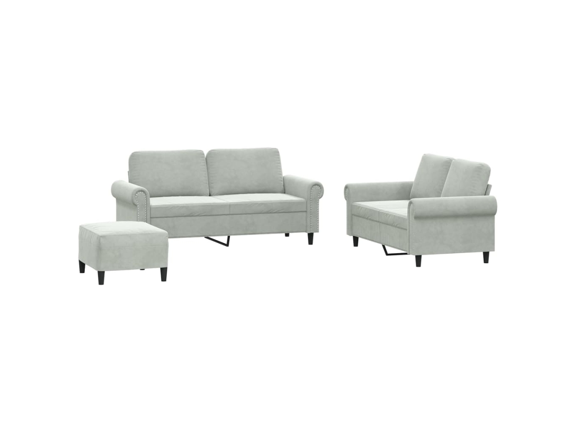 Sofa Set, Sofa Sets Vidaxl Cinzeto Veludo (n/a)