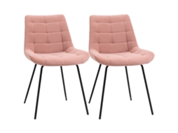 Conjunto De 2 Cadeiras De Jantar, Cadeiras Decorativas, Cadeiras De Cozinha, Design Retrô, Acabamento Em Veludo, 50 Cm X 61 Cm X 79 Cm, Rosa