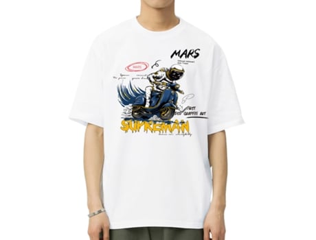 T-Shirt de Homem VREEL Astronauta Espacial Algodão Branco (XL)