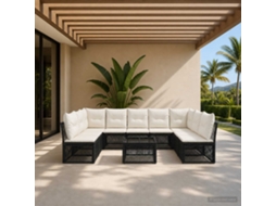 Vidaxl Conjunto De Sofá De Jardim 10 Unid. Preto Vime Pe