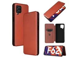 Capa De Couro Pu Com Compartimento Para Cartão E Textura De Fibra De Carbono Para Samsung Galaxy M62