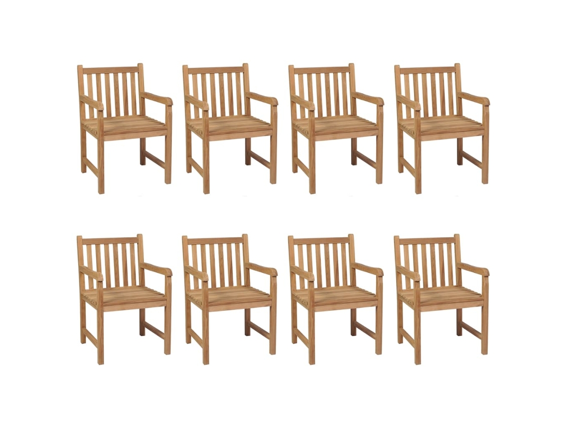 Maison Exclusive - Cadeiras De Jardim C/ Almofadões Branco Nata 8 Pcs Teca Maciça