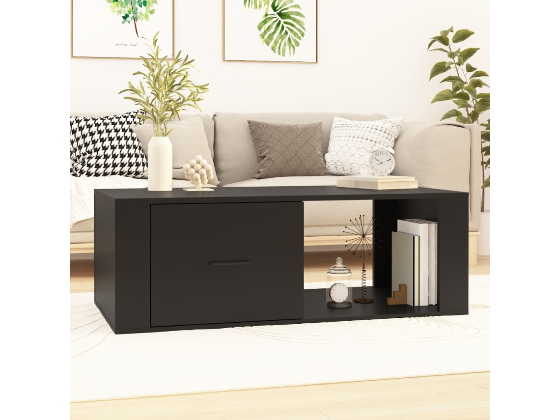 Vidaxl Mesa De Centro 100x50,5x35 Cm Derivados De Madeira Preto