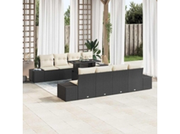 Vidaxl Conjunto De Sofá De Jardim 9 Unid. Preto E Creme