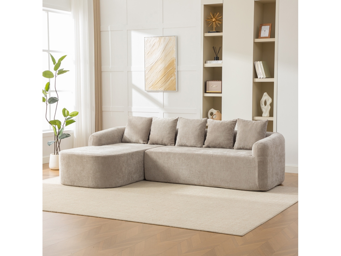 sofá Modular, Em Chenille, Antiderrapante, para sala de estar, cinzento