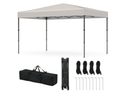 Tenda Dobrável COSTWAY altura ajustável 3,65x2,25m tecido Oxford bege