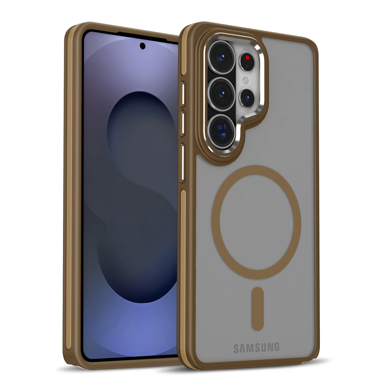 (galaxy S26 Plus, Cáqui) Capa Magnética Fosca Para Celular Samsung, Resistente A Impactos E Quedas, Com Parte Traseira Rígida.
