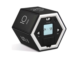 Temporizador De Cozinha Hexagonal Com Alarme E Função Silenciar, Temporizador Pomodoro Magnético Para Crianças E Adultos, Preto.