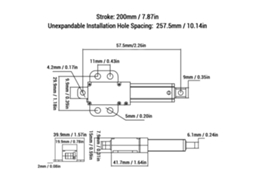 Atuador Linear Elétrico Mini 200mm 20n 30mm/s Ipx4