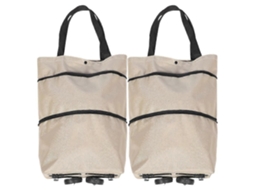 Sacola de Compras Dobrável com Rodas, Conjunto com 2 Unidades em Cores Sortidas. GOKOCO