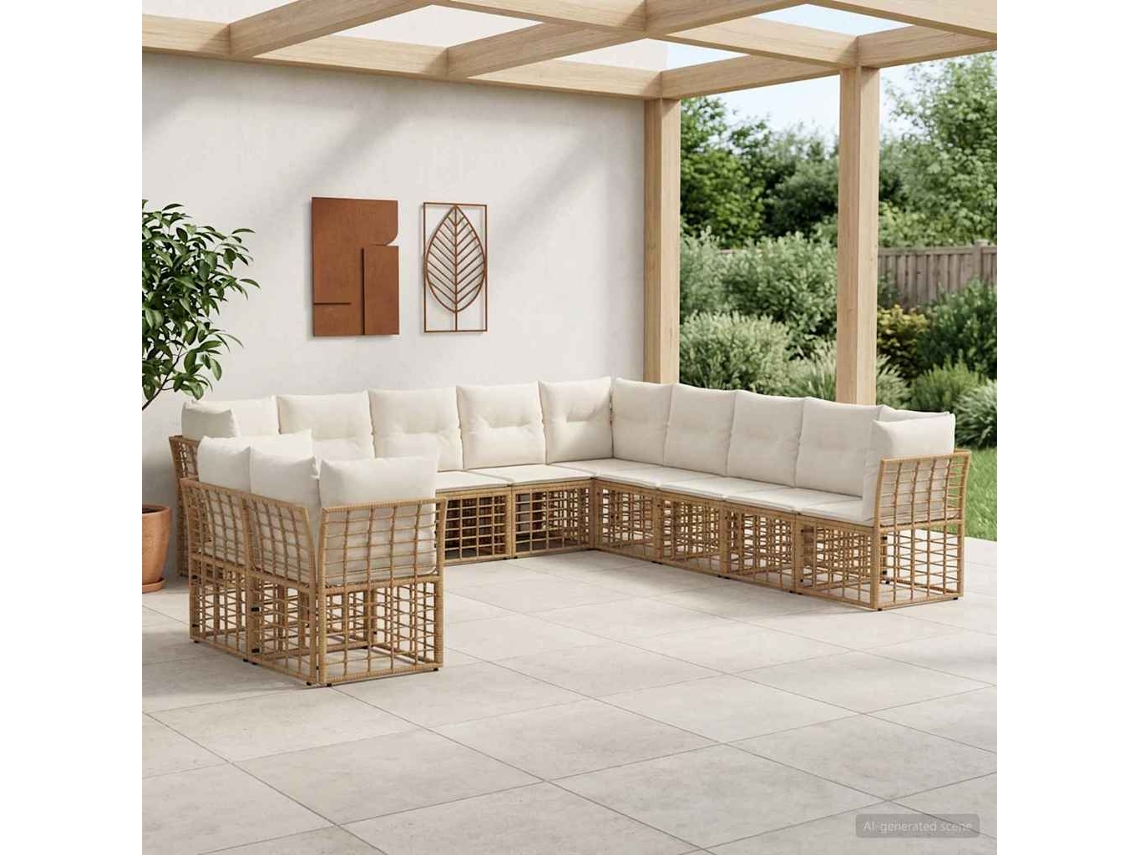 Vidaxl Conjunto De Sofás Para Exterior Natural Poliéster