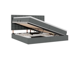 SYFAX™ Cama com Arrumação e Colchão Cinza Escuro 200 X 200 Cm