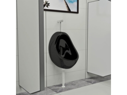 Vidaxl Urinol De Parede Com Válvula De Descarga Cerâmica Preto