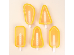 Conjunto de 5 Formas de Silicone Artesanais para Gelo, com Formatos Variados, Ideais para Fazer Sorvete. MDUG (amarelo)