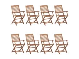 Maison Exclusive - Cadeiras De Jardim Dobráveis 8 Pcs C/ Almofadões Acácia Maciça