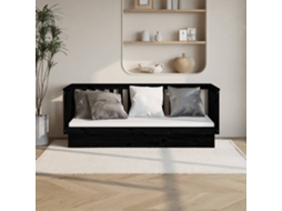 Vidaxl Sofá cama 75x190 Cm Madeira de Pinho Maciça Preto