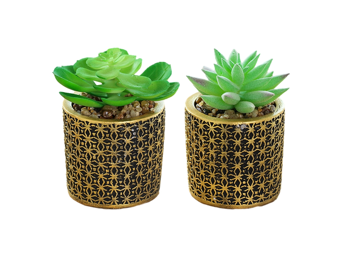 2 Peças de Flores Artificiais Bonsai Suculento Simulado Ornamentos Criativos Pequenos em Vaso NEVEANCE