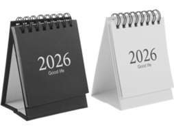 Calendário De Mesa Mensal Mini Flip De 2 Peças, Preto E Branco Gokoco