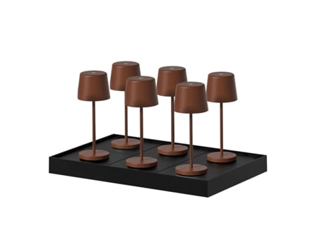 6 Mini Luminárias de Mesa com Bandeja de Transporte H22cm Kelly Mini Lumisky
