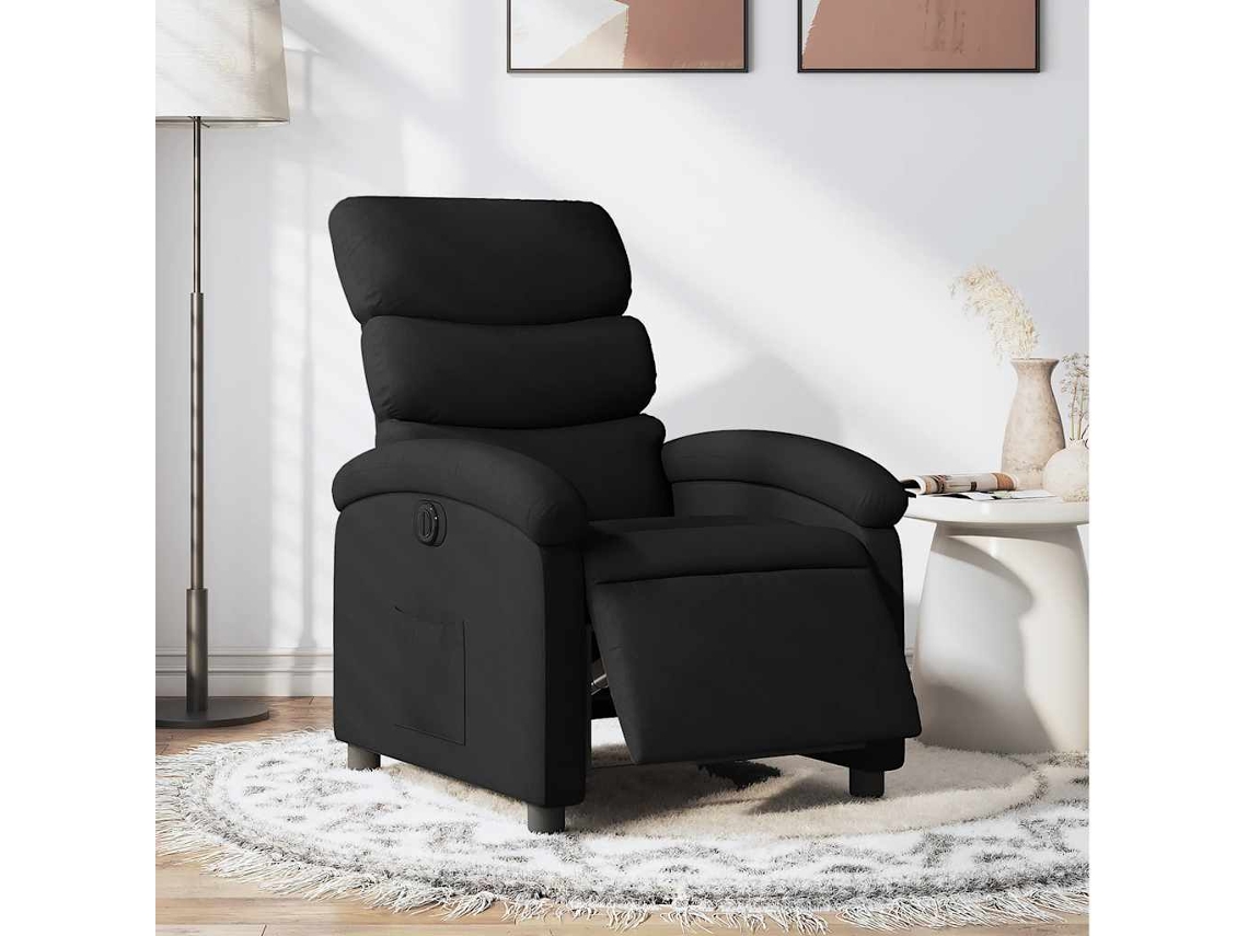 Vidaxl Poltrona Elétrica Reclinável Tecido Preto