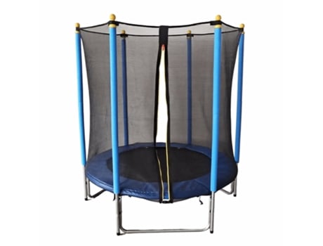 Trampolim Infantil Hxg 140 Cm Com Rede De Segurança Azul | Uso Interior E Exterior, Postes Almofadados, Ideal Para Crianças Dos 3 Aos 6 Anos