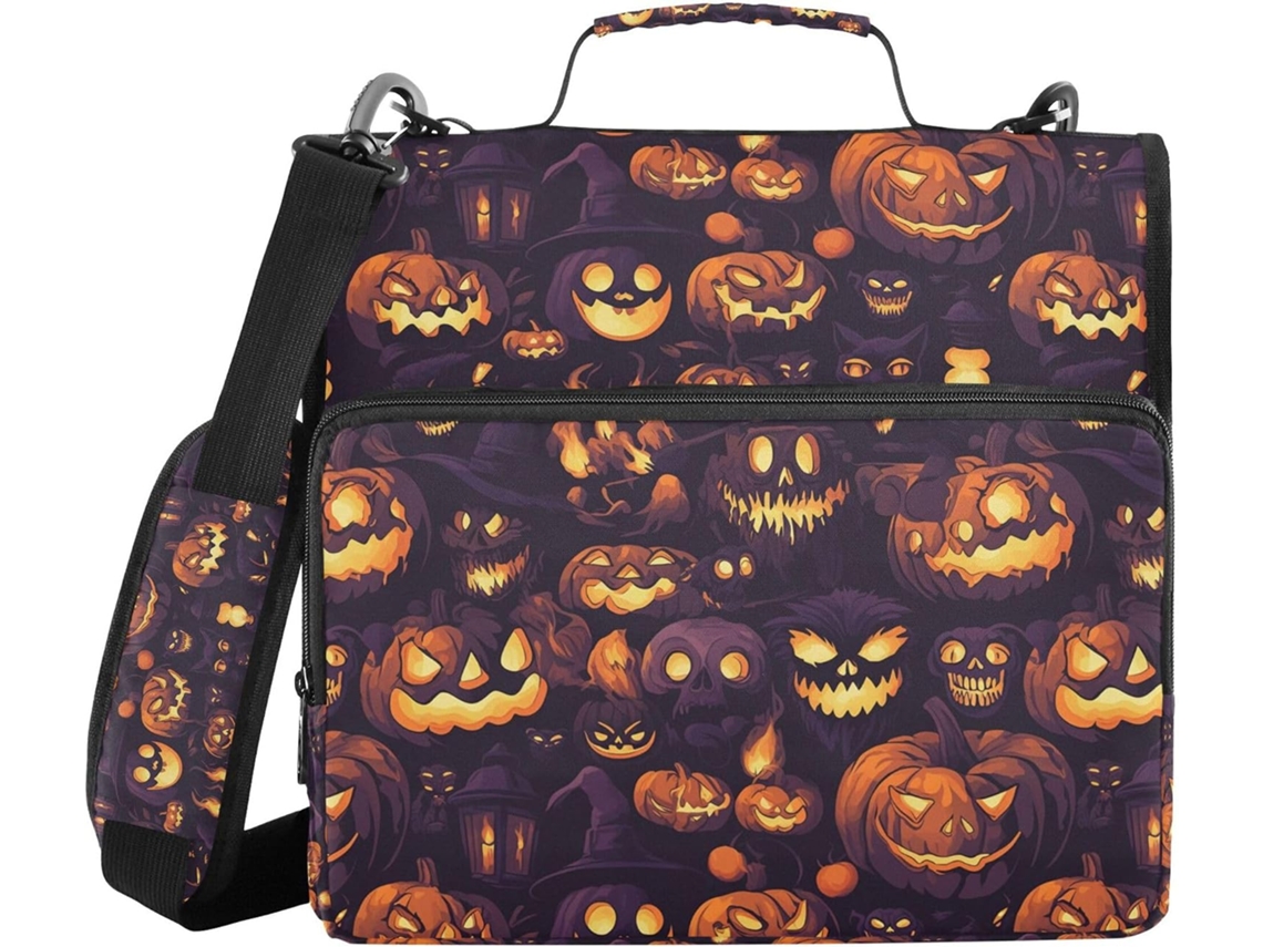Pasta organizadora de abóbora assustadora de Halloween com Ombro Alça, fácil de transportar, 3, 8cm, lápis de 3 andares