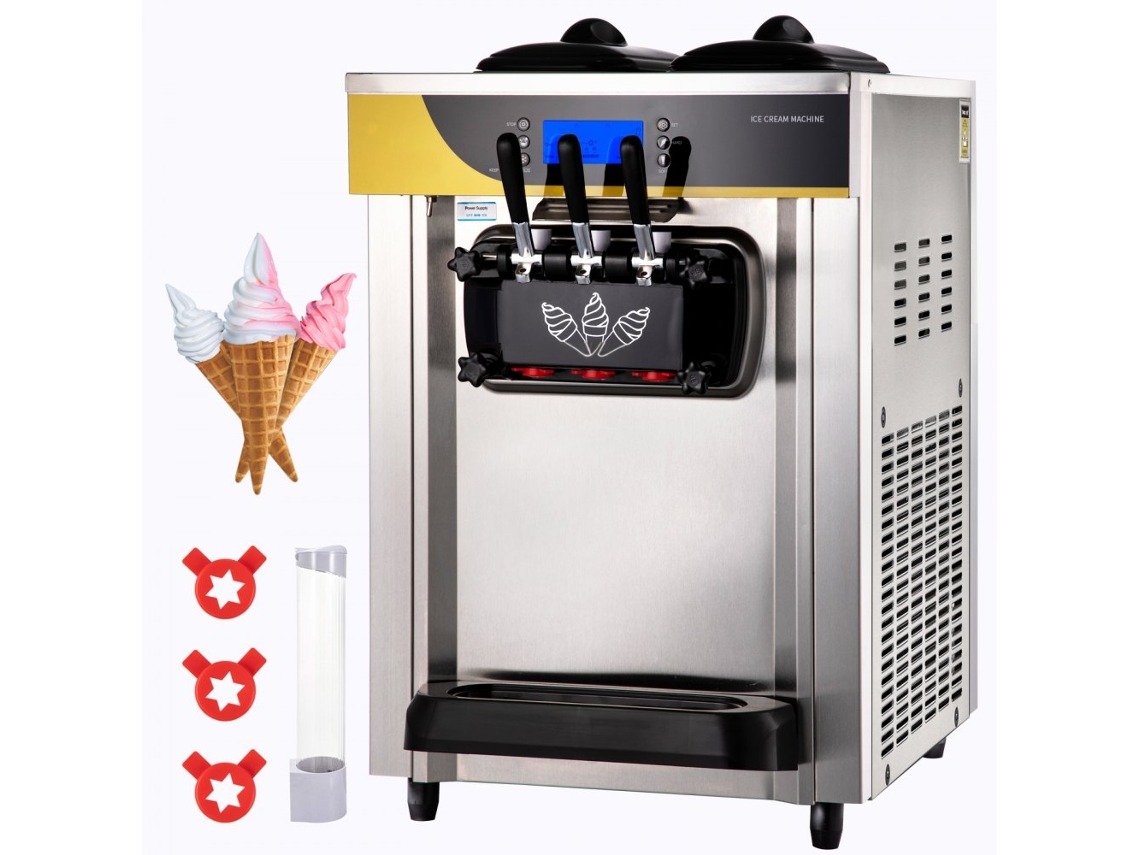 Máquina De Gelados Soft Profissional Com 3 Sabores, Capacidade 30l/h, Limpeza Automática Tekmaquinas