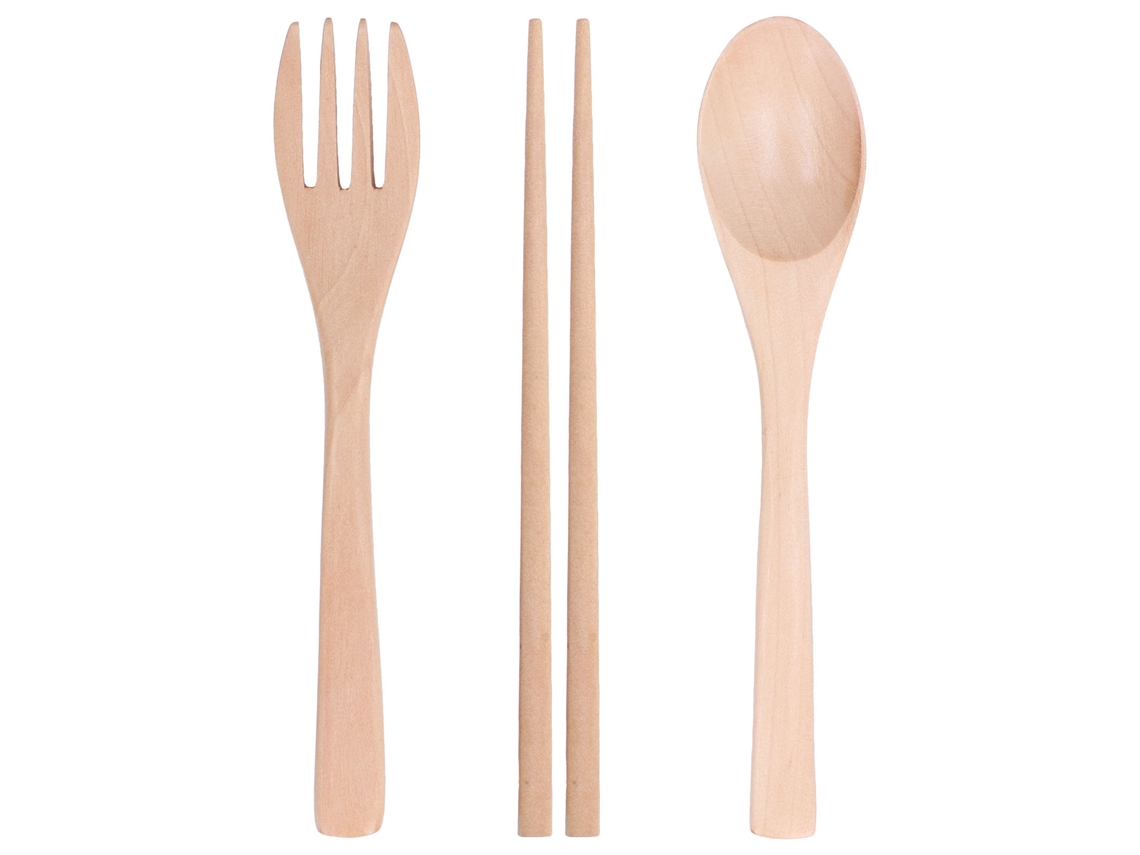 Conjunto de colher e garfo de madeira faia S/MARCA, ecológico, reutilizável, para saladas, mesa