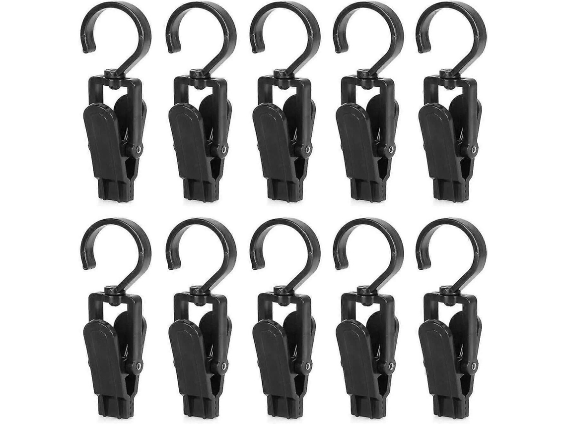 10 Ganchos Giratórios De Plástico Super Resistente, 4,3 Polegadas, Preto