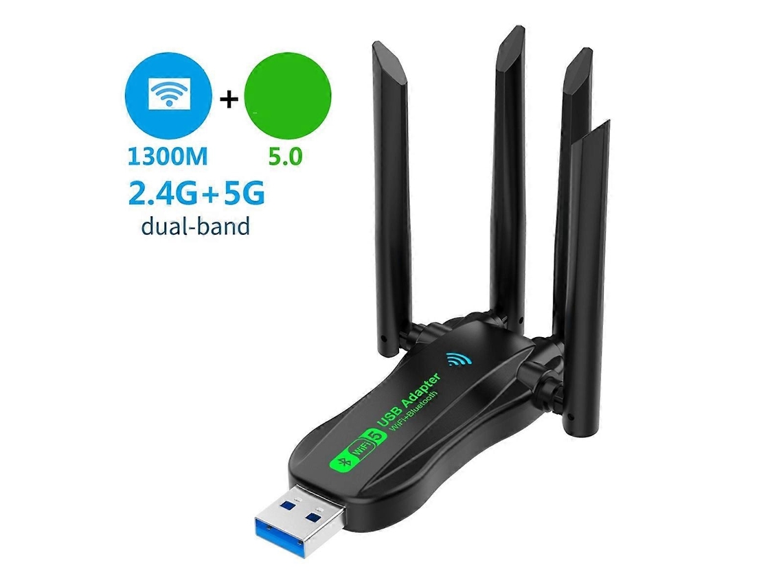 Lurelia Adaptador Usb Wi-fi Rtl8811 Eee802 1300 Mbps 2,4 Ghz Bluetooth 5.0 Antena
