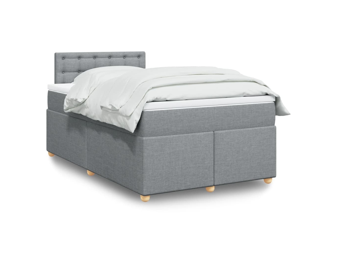 Vidaxl Cama Com Molas/colchão 120x200 Cm Tecido Cinza-claro
