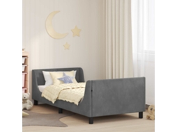 Vidaxl Estrutura de Cama Infantil com Cabeceira Cinzento escuro Veludo