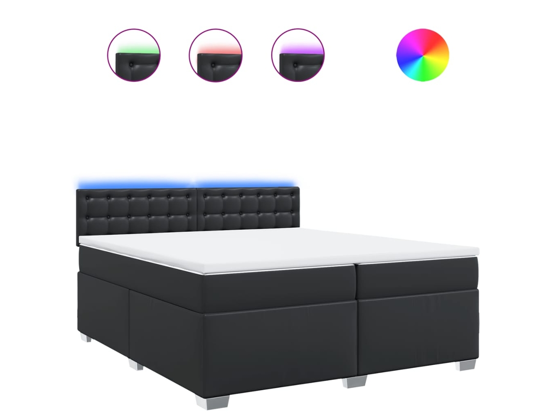 Box Spring Bed, Box Spring Beds Vidaxl Preto Couro Artificial (200 X 200 Cm)