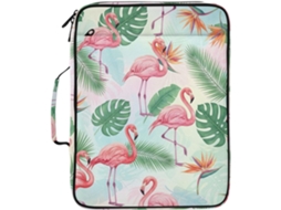Pasta Expansível Com Estampa De Flamingo E Folha Tropical Rosa, Organizador De 3 Argolas Com 7 Bolsos Sanfonados E