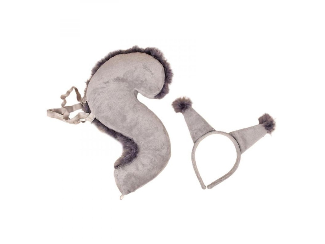 Diadema Com Orelhas De Esquilo E Cauda Para Crianças, Acessório De Fantasia De Halloween, Tamanho Universal, 2 Peças Gris