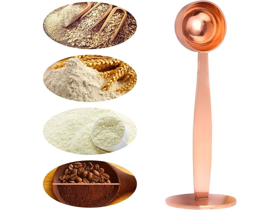 Rebe-cuchara Tamper De Café De Acero De Acero Com Cabo Longo Dourado Rosa 15ml Para Café Molído