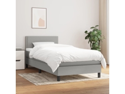 Vidaxl Cama Com Molas/colchão 90x190 Cm Tecido Cinzento-claro