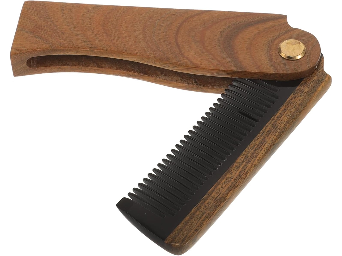 Pente Dobrável Para Barba Masculino, Feito De Madeira E Chifre Natural, Leve E Macio.