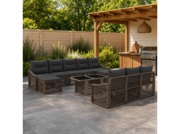 Vidaxl Conjunto De Sofá De Jardim 11 Unid. Cinza E Cinza Escuro