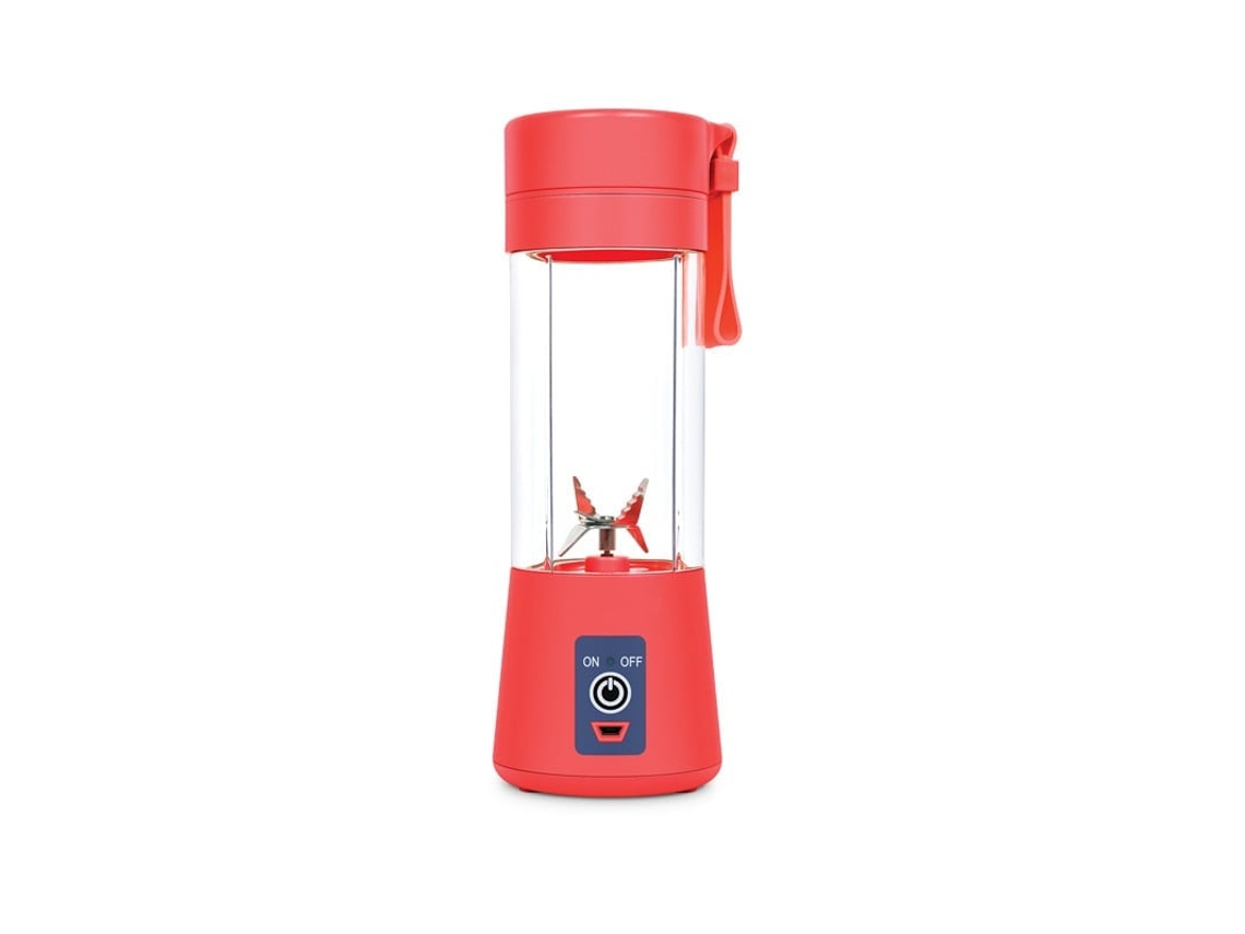 Mixer Portatil para Smoothies de 380 Ml, Pequeno e Recarregavel, 6 Laminas de Aco Inox, Cor Vermelha ZYBLSSBB