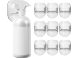 Conjunto De 10 Suportes Para Garrafas Com Ganchos Adesivos Em Abs Branco Para Fixação Segura Na Parede.
