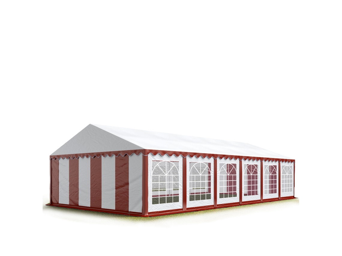Tenda para Festas 6x12 M, PVC 700, Vermelho e Branco, Porta-Ferramentas