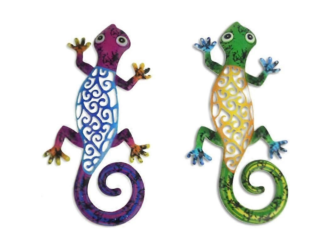 Conjunto De 2 Decorações De Parede De Metal Com Lagartixas Para Pátio, Cerca E Jardim, 12,2 X 5,9 Polegadas