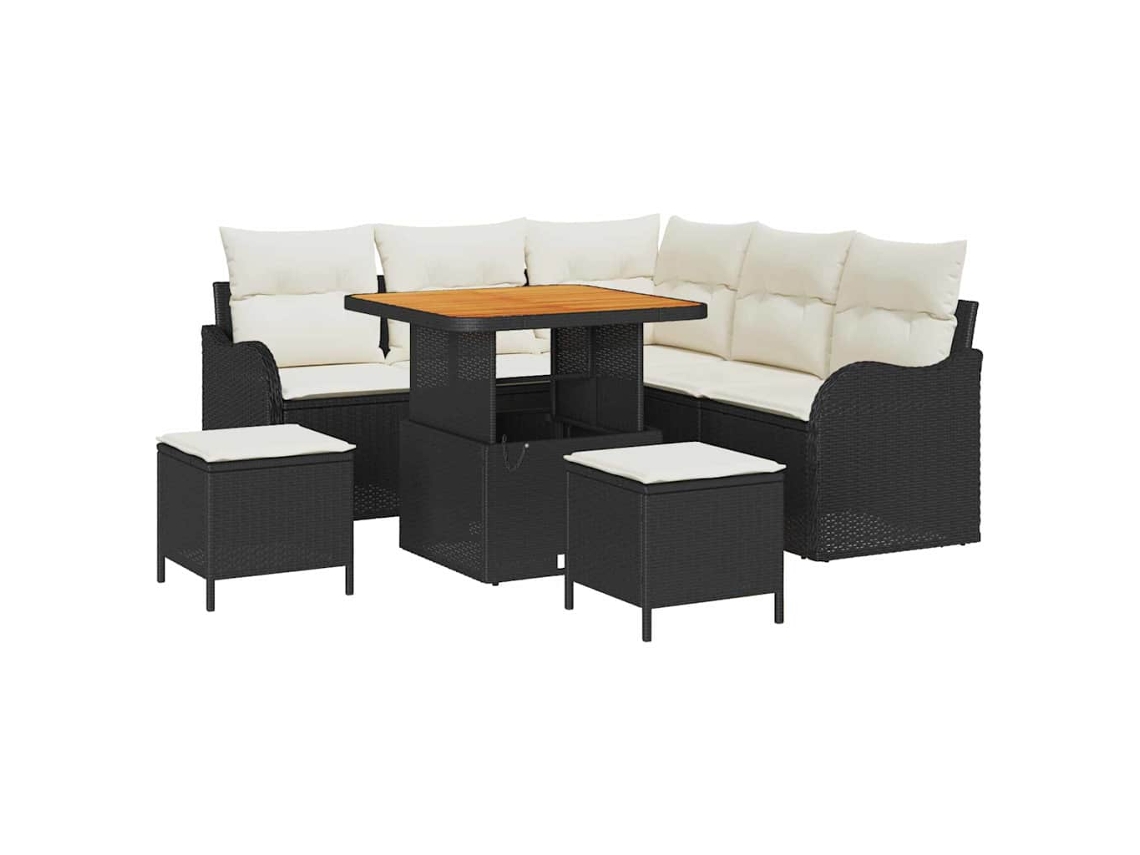 Maison Exclusive - Conjunto De Sofá De Jardim Com Almofada 8 Pcs Preto E Creme