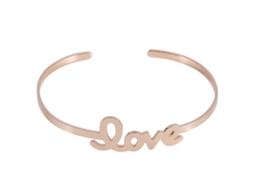 Pulseira Aberta Feminina Com Letras De Amor Platina De Cobre