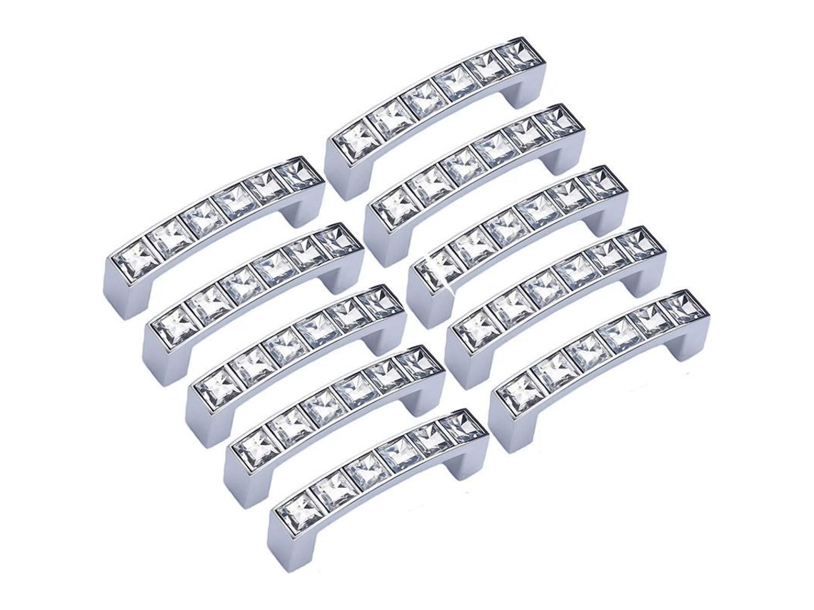 10 Puxadores De Gaveta Quadrado De Cristal Para Armário Ou Porta De Armário Com Parafusos 64mm