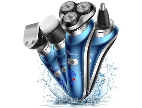 Hatteker Máquina De Barbear Elétrica Para Homem Aparador De Barba Molhado E Seco Máquina De Barbear Rotativa Homens Recarregável 4 Em 1