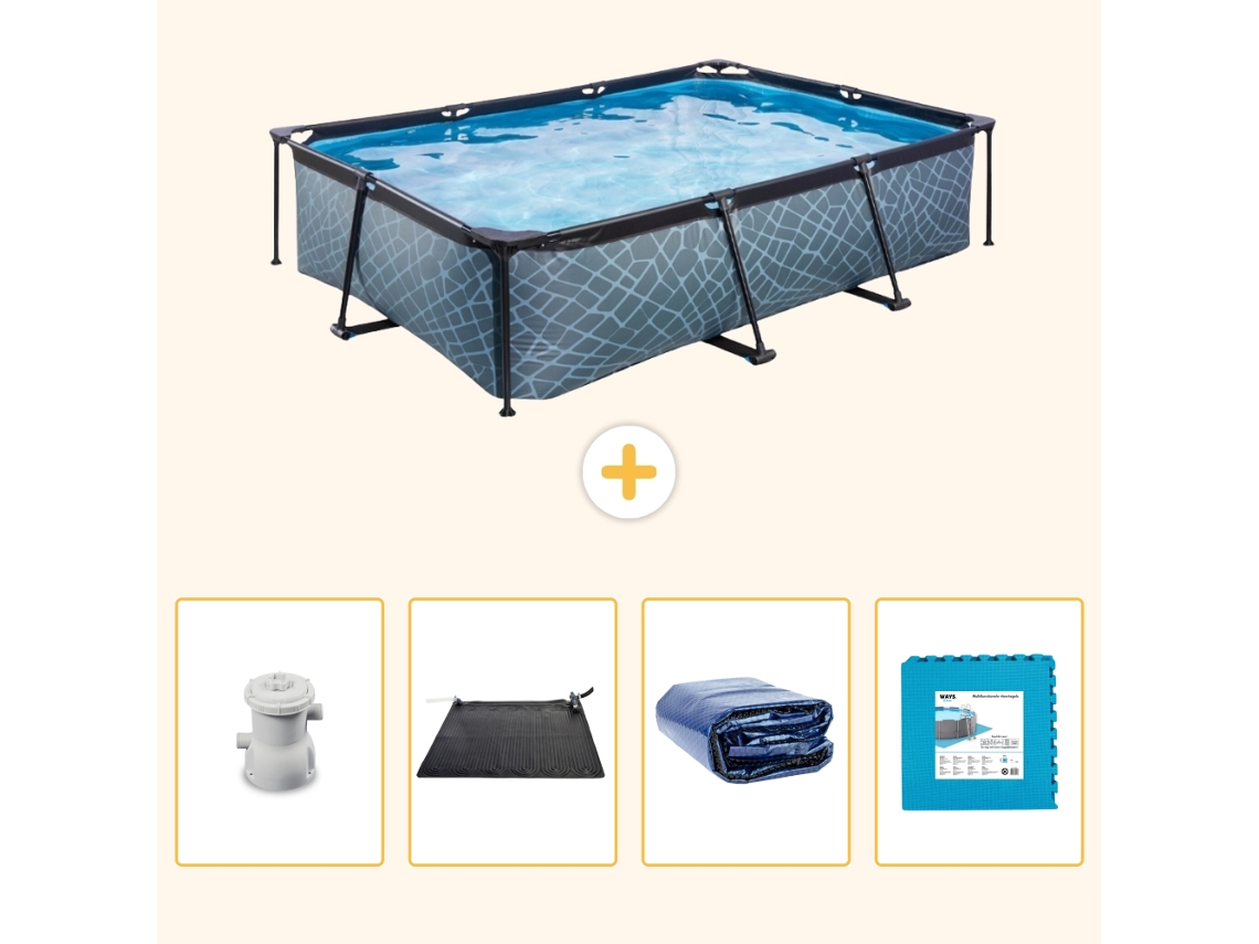Exit-toys Piscina Exit Retangular - Efeito Pedra - 300x200x65 Cm - 5-peças S340
