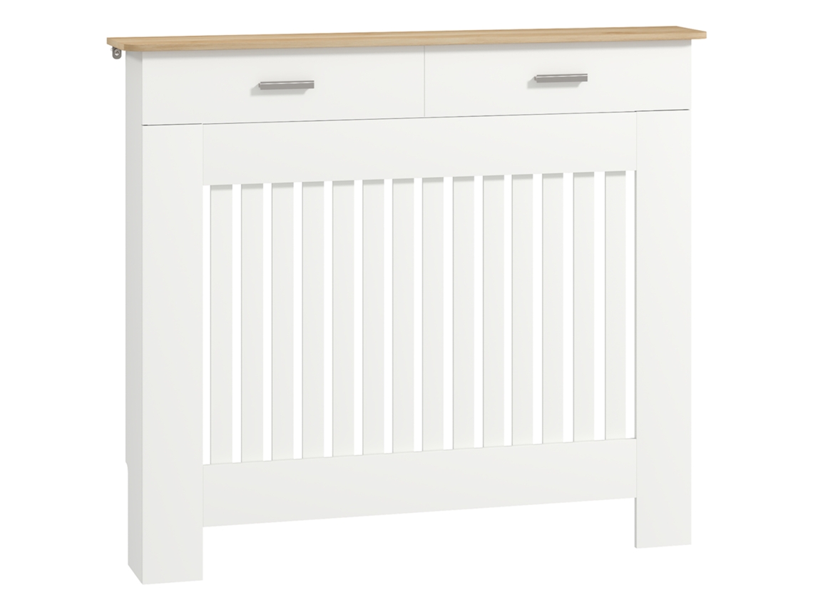 Aquecedor de Parede ripado antitombamento com gaveta porta objetos madeira 112x19x97 cm branco BTFORUS