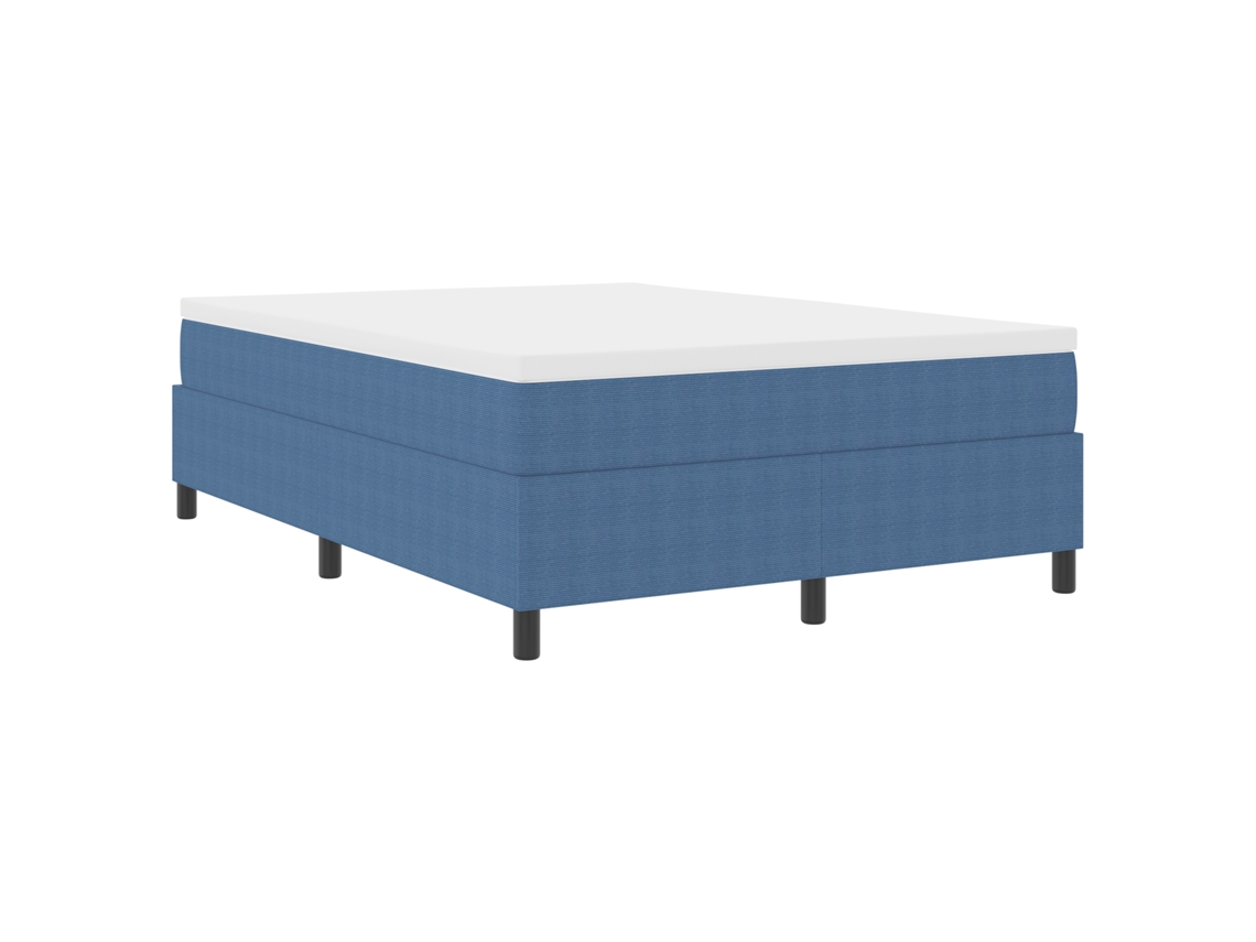 Cama Box Com Colchão Azul Tecido De Veludo Vidaxl Blue Fabric (140x200 Cm)